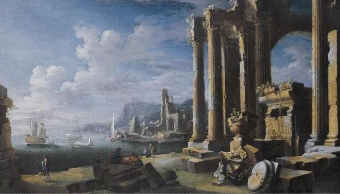 Leonardo Coccorante A capriccio of architectural ruins with a seascape beyond China oil painting art